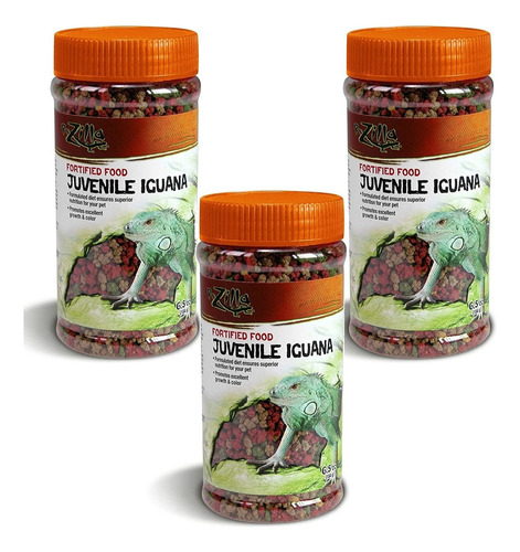 (3 Pack) Zilla Juvenile Iguana Fortified Food, 6.5 Ounce Con