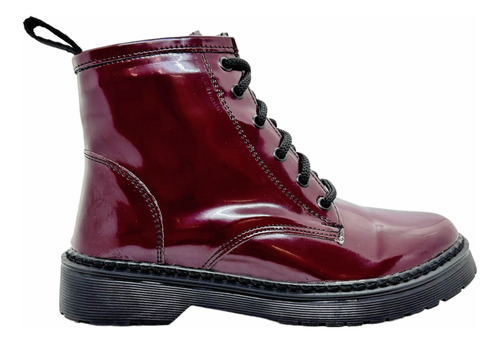 Borcego Mujer Bota Tipo Dr. Martens Charol Bordó Dm038