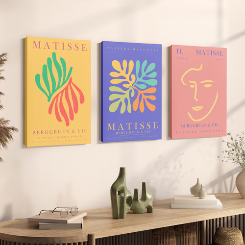 Set X3 Cuadros Decorativos 30x45 - Matisse 03 - Canvas