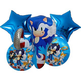 Globos Sonic 5 Unidades Metalizados Cotillon Cumpleaños