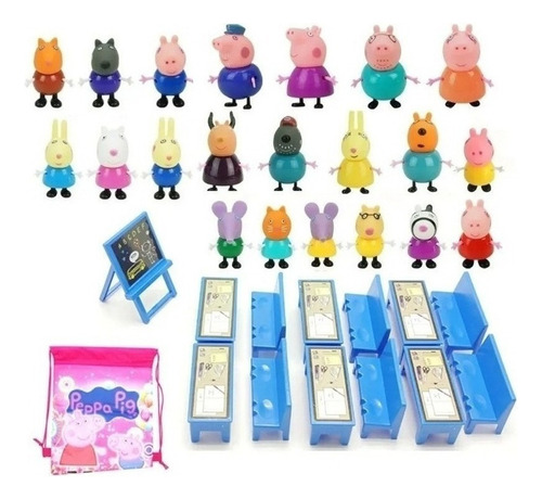 Lazhu Conjunto De 34 Muñecas Peppa Pig Familia Muñecas [u] .