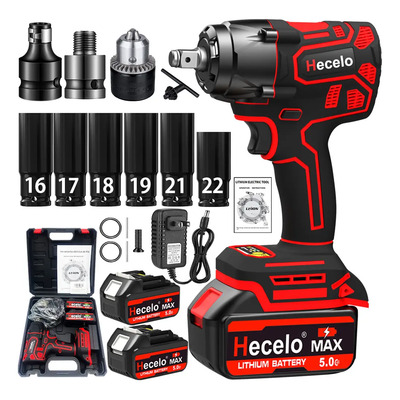 Hecelo 1\u002F2 Impact Pistol 2 Battery, Great Torque! Kit completo - Versión mejorada Llave de Impacto Hecelo | Envío gratis