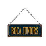 Cartel Chapa Rústica Boca Juniors 40x15cm