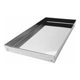 Bandeja Tabuleiro Forma De Canto Liso Inox 45 X 25 X 2