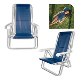 2 Cadeiras Praia Piscina Reclinável 8 Posições Azul Marinho