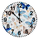 Hjnximo Reloj De Pared Azul Mariposa Reloj De Pared Funciona