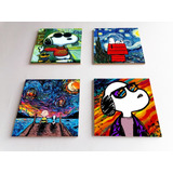 Cuadros Decorativos Mdf Snoopy Art ( Set De 4 Pz )   