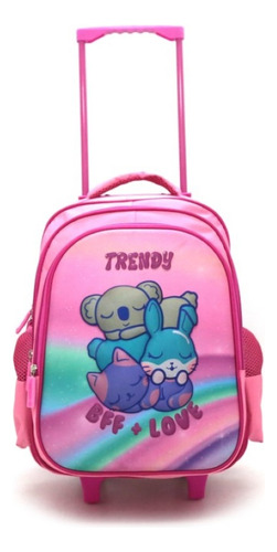 Mochila Nena Con Carrito Trendy Estampado 3d 16785 Color Rosa