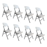 Silla Plegable Linium Set De 8 Plástico Resistente Eventos Color Blanco