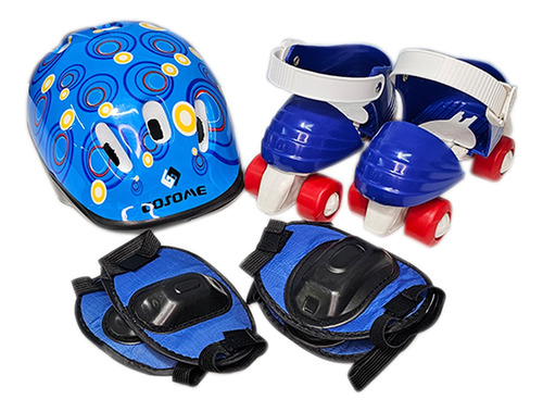 Patines 4 Ruedas Niños Ajustables Casco + Kit Protección