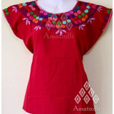 Blusa Artesanal Mexicano Circulos Bordados Talla L