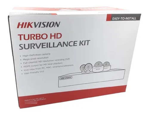 Kit Dvr 4ch 4bullet 1080p Ir+ Fuente + Cable Ip66 Hikvision 