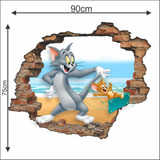 Adesivo Buraco 3d - Tom E Jerry - 90x75cm Varios Modelos 