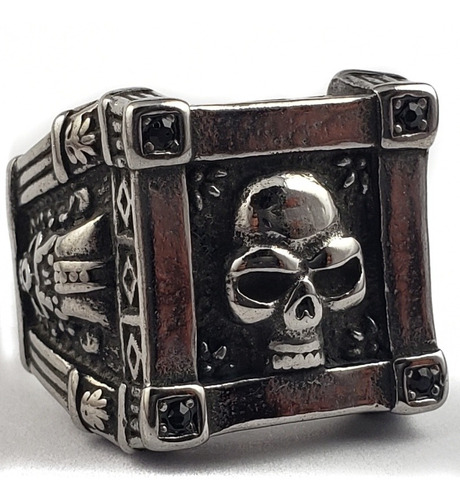 Anillo Calavera Dark Cuadro Acero Inoxidable Hombre Unisex