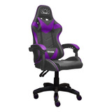 Silla Para Mujer Dama Escritorio Gamer Ergonomica + Cojin Color Violeta Material Del Tapizado Piel Sintética