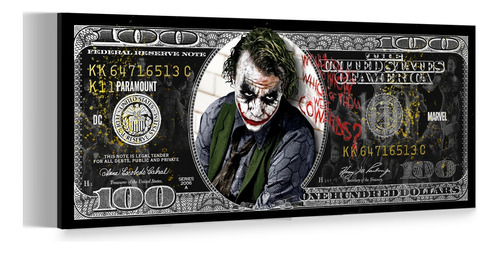 Cuadro Moderno En Tela Canvas Dólar Joker40x90 Cms 