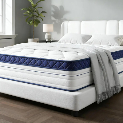 Colchón Matrimonial Memory Foam Resortes Ortopédico Ergonómico Premium | Apoyo Lumbar Reforzado | Colchon Anti-bolsas | En Caja Color Azul Acero | Meses sin interés