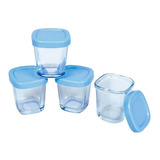 4 Pote Vidro Dosador Leite 150 Ml C2410 Clingo Azul Menino