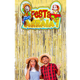 Decoração Festa Junina Arraia Painel + 1 Cortina Metalizada