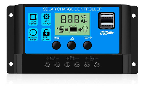 Controlador Carga Painel Solar 30a Usb 12/24v Pwm