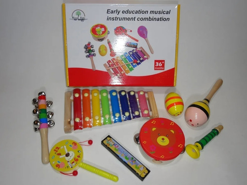 Set De 8 Instrumentos Musicales Para Niños De Madera