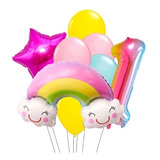 Bouquet De 8 Globos Foil Y Latex Tematica Arcoiris