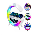 Parlante Lampara G  Inalámbrico Rgb Reloj Bt Color Blanco