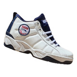 Tenis Bota Booster Blanco 100% Piel Cosida Basquetbol Trabaj