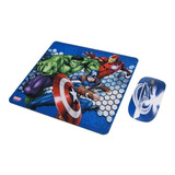 Kit Mouse Inalambrico Y Mouse Pad Avengers Para Niños 