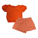 Conjunto Infantil Blusa Short Saia Flores - Natal/ano Novo