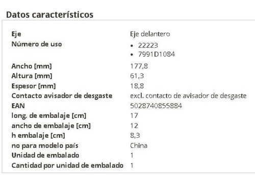 Pastillas Frenos Delanteras Dodge Dakota 2003-2011 Foto 3