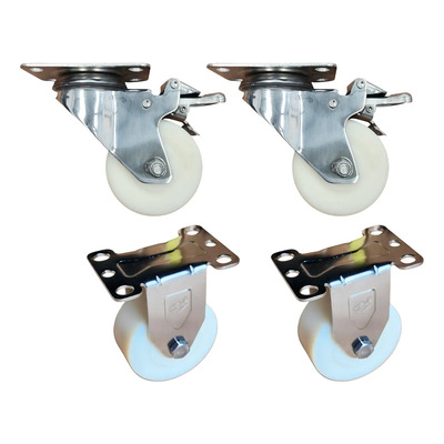 4 Rodajas Llantas 3  Inoxidable Nylamid 2 Con Freno 2 Fijas. | Envío gratis