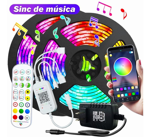 Tira De Luces App 20m Multicolor Led Música Para Bluetooth