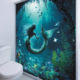 Adesivo Box Banheiro 3d Sereia Mar Box 2 Folhas De 70x200cm