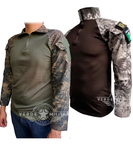 Playera Camisa Táctica Rápida Militar De Combate Camuflaje Gotcha Airsoft Deportiva Porta Coderas Parches E Insignias  