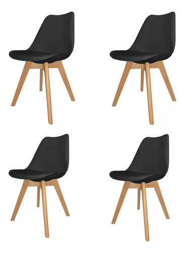 Pack X 4 Silla Eames Ecocuero Tapizada Acolchada Premium