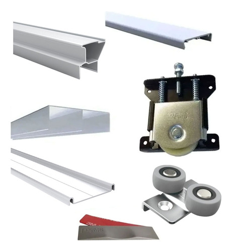 Kit Frente Placard Corredizo Aluminio D52 Eco 2mts 3pts Cima