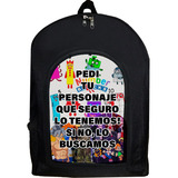 Mochila Escolar Reforzada Negra Personajes Dibujos Animados