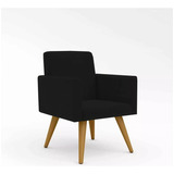 Poltrona Nina Suede Preto Para Sala Decoração