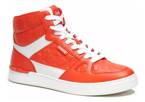 Tenis Coach Clp Sig Naranja De Piel Sneakers Para Hombre - Original