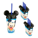 Vaso Pitillo Mickey Bebé Sorpresa X6u Alta Calidad Cumple