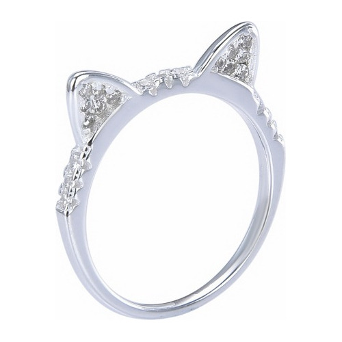 Anillo Gatito Cubics Cristal Plata 925