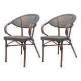 Set 2 Sillas Metalicas Comedor Exterior Rattan Restaurante