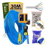 Kit Cabo De Rede Cat6 Utp 50 Metros Rj45 Alicate Ez Testador