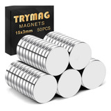 Trymag 50 Imanes De Neodimio Superfuertes, 15 X 3 Mm, Pequeñ