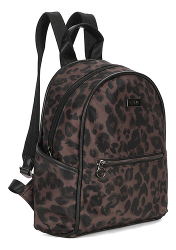 Mochila Pequeña Moda Filippa Animal Print Café Calu