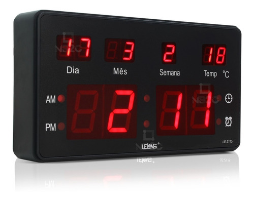 Relógio De Parede Led Digital Grande Calendário Temperatura