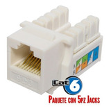 5 Pz Jack Rj45 Cat6 Conector Hembra Utp  Blancos Xcase 