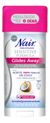 Crema Depilatoria Corporal Nair Glides Away Aceite Natural De Coco 86 ml