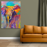 Cuadro Elefantes Moderno Bastidor Canvas 130x90 Verticales